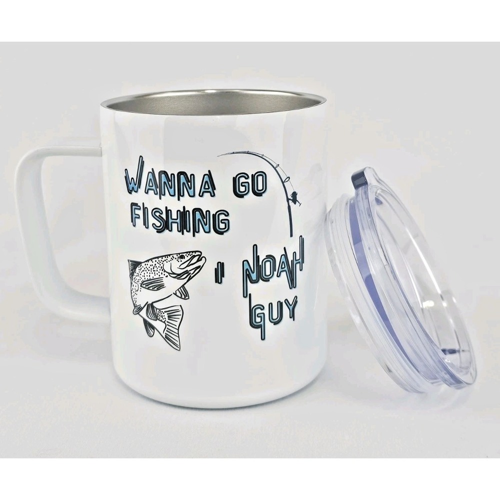 Wanna Go Fishing I Noah Guy Insulated Coffee Mug 10oz Drink Cup‎ Funny Cold Hot